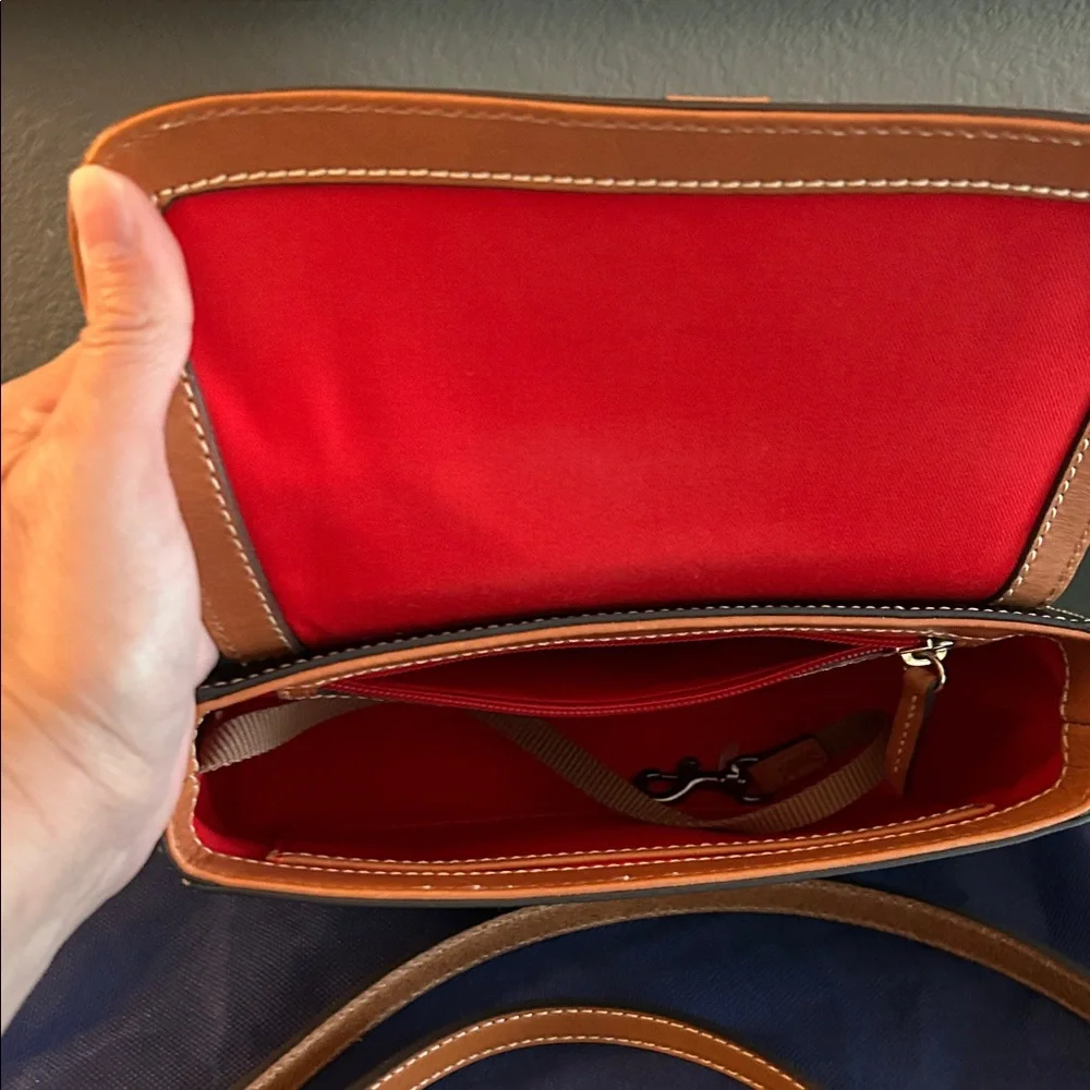 Dooney & Bourke Black Leather Crossbody with Brown Trim